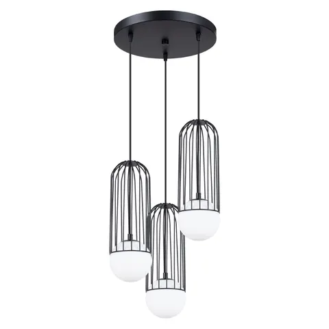 Czarna lampa wisząca z trzema białymi kulami Sollux Lighting SL.1336 Brina 3xG9 34cm