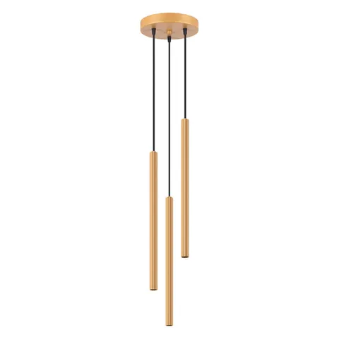 Złota lampa wisząca trzy smukłe walce Sollux Lighting SL.1342 Arche 3xG9