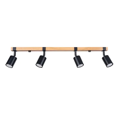 Plafon FAGER 4xGU10 czarny Sollux drewno SL.1346 Loft Industrial