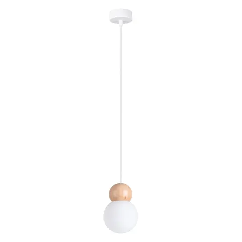 Lampa wisząca PEKKA 1xG9 biała naturalne drewno Sollux SL.1390