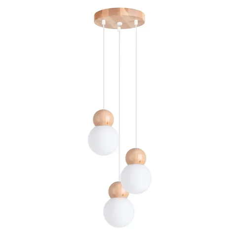 Lampa wisząca PEKKA 3xG9 biała naturalne drewno Sollux SL.1391