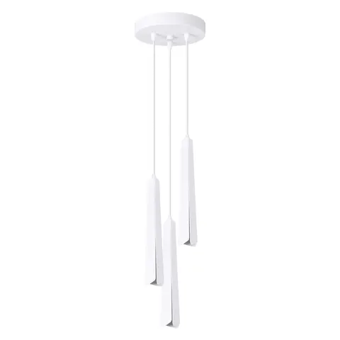 Biała lampa wisząca z trzema tubularnymi kloszami nad stół Sollux Lighting SL.1398 Prysm 3xG9 19,5cm