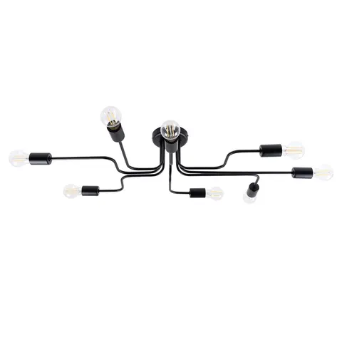 Czarna szeroka lampa sufitowa z metalowymi ramionami Sollux Lighting SL.1448 Vector 8xE27 103cm