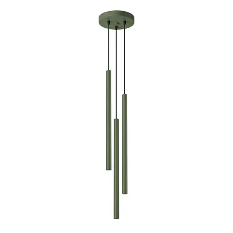 Lampa wisząca PASTELO 3L 3xG9 zielona oliwkowa Tuba potrójna nad stół do jadalni Sollux SL.1520