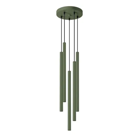 Lampa wisząca PASTELO 5P 5xG9 zielona oliwkowa Tuba Sollux SL.1522