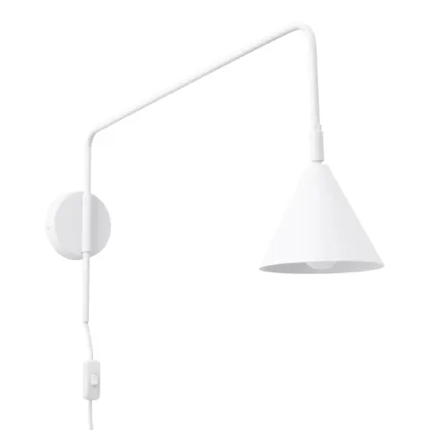 Kinkiet NOX 1xE14 biały włącznik z przewodem wysięgnik 61cm Sollux SL.1696