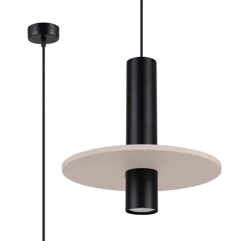 Lampa wisząca PELTA 1 czarna/beżowa