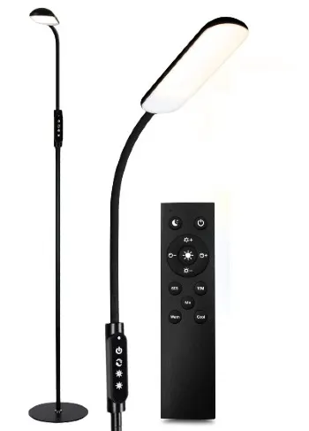 Lampa LED Podłogowa 12W (WW NW CW) czarna+pilot
