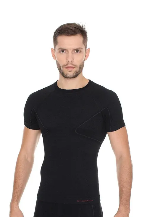 Koszulka termoaktywna męska Brubeck Active Wool SS11710 czarny