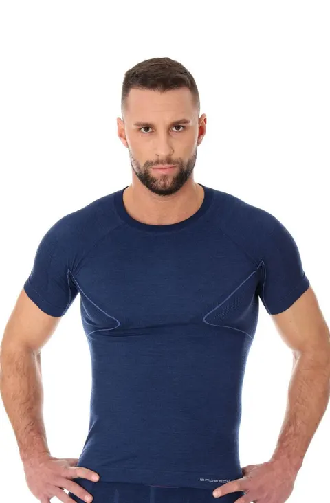 Koszulka termoaktywna męska Brubeck Active Wool SS11710 granatowy