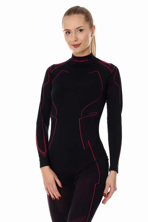 Bluza damska Brubeck Cooler LS14350 czarny/amarantowy