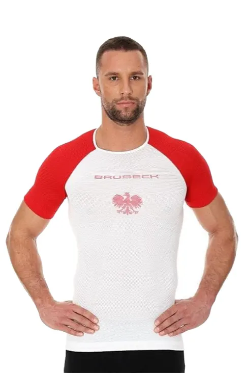 Koszulka termoaktywna męska Brubeck 3D Husar PRO SS12070 biało-czerwony