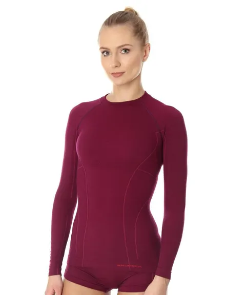 Bluza termoaktywna damska Brubeck Active Wool LS12810 śliwkowy