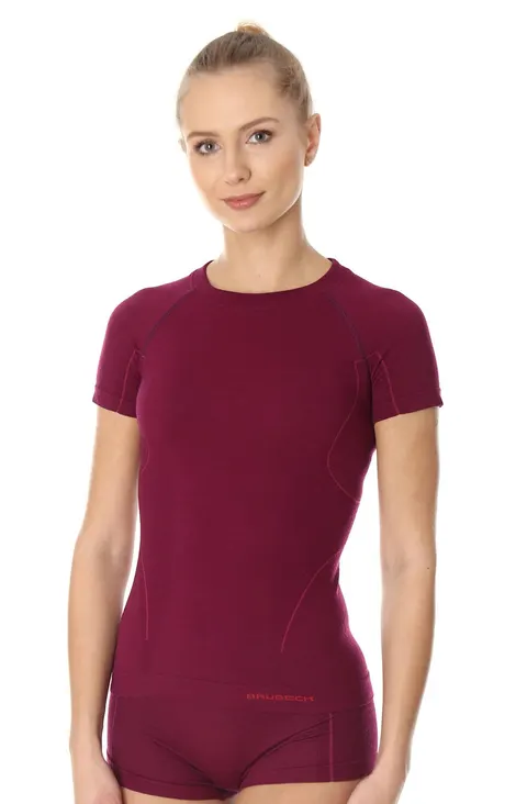 Koszulka termoaktywna damska Brubeck Active Wool SS11700 śliwkowy