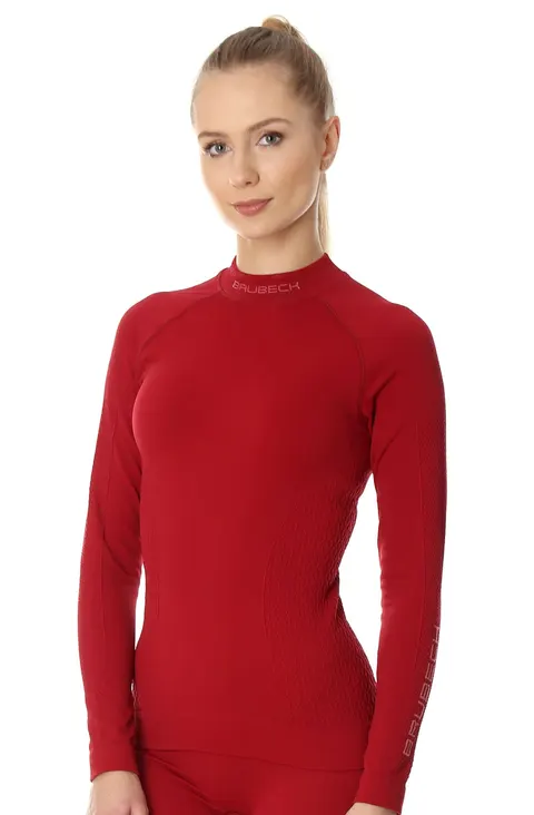 Bluza termoaktywna damska Brubeck Extreme Thermo LS15280 bordowy