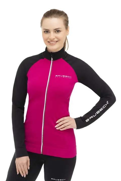 Bluza termoaktywna damska Brubeck Athletic LS13520 fuksjowy/czarny