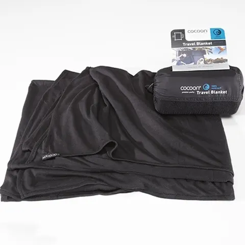 Koc kompaktowy podróżny Cocoon Travel Blanket Coolmax 180 x 140 cm black
