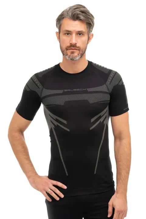 Koszulka termoaktywna męska Brubeck Dry SS13700 czarny/grafit