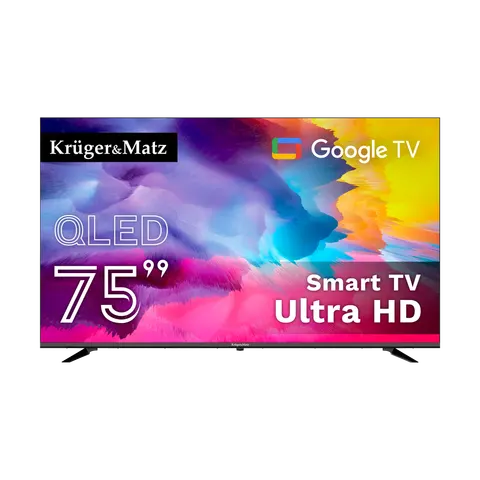 Telewizor QLED 4K UHD 75" Smart Google TV Kruger&Matz DVB-T2/S2 H.265 Hevc
