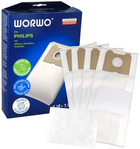 Worki do odkurzacza Philips Athena Triathlon PMB01K 4 szt + filtr