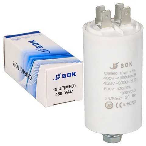 Kondensator rozruchowy do silnika 18uF 450V CBB60