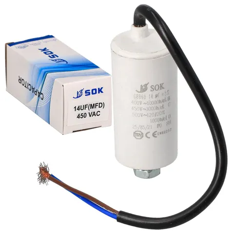 Kondensator rozruchowy do silnika 14uF 450V z kablem