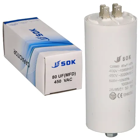 Kondensator rozruchowy do silnika 80uF 450V CBB60