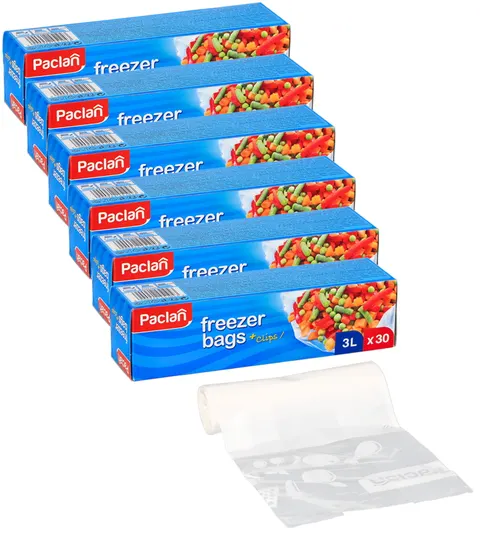 Woreczki na mrożonki 3 l z klipsem Paclan 180 szt 51043
