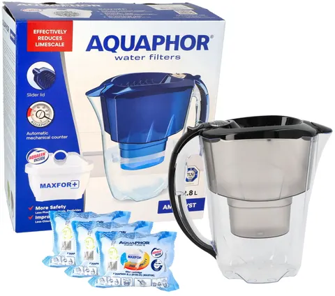 AQUAPHOR DZBANEK AMETHYST 2.8L + 3 X WKŁAD B25 MAXFOR CZARNY