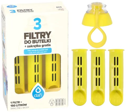 Filtr wody do butelki Dafi Soft Solid cytrynowy 3szt + nakrętka