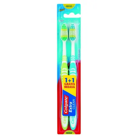 COLGATE Szczoteczka do zębów Extra Clean średnia, 2 sztuki.