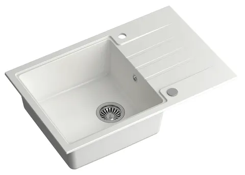 QUADRON Zlewozmywak 78x50 PETER 111 biały, wyk srebrne, syfon HCQP7850BIK (W60) *
