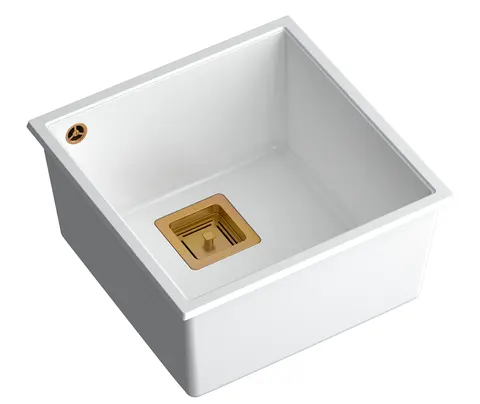 QUADRON Zlewozmywak 41x42 DAVID 40 biały, elementy miedziane HQD4242U1-C1 (P45) *
