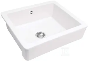 Zlewozmywak ceramiczny Sabor Light, biały, 1-komorowy farmhouse 600x490x215 mm +