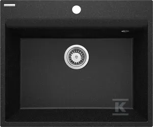 Zlewozmywak granitowy Corio, grafit, 1-komorowy 600x500x216 mm + osprzęt Space-Saver