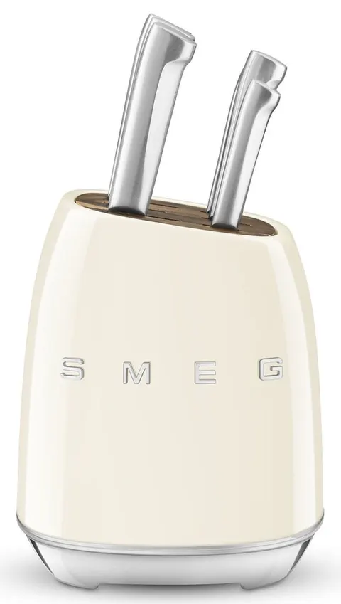 Blok z zestawem 6 noży Smeg KBSF02CR kremowy