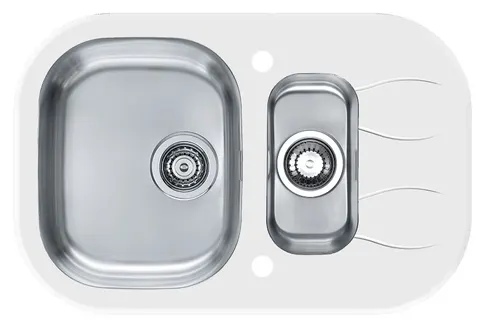 ALVEUS Zlewozmywak 76x50 WAVE UP 30 stal, białe szkło, syfon 1123816 (W60) *