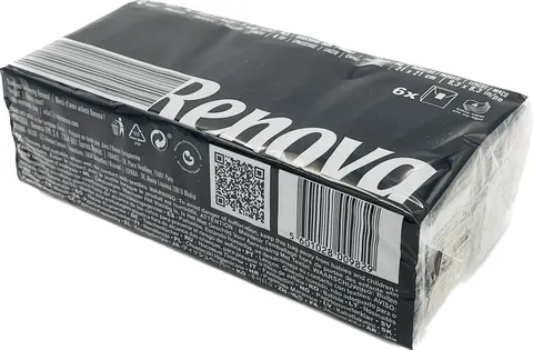 Czarne Chusteczki Higieniczne Premium w Paczkach Renova 4-Warstwy 6x7 Sztuk