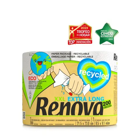 Ręcznik papierowy Renova Recycled XXL – 2 rolki, 200 arkuszy
