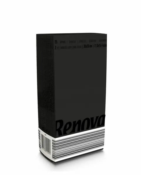 Czarne składane serwetki Renova 39x30cm 25 sztuk