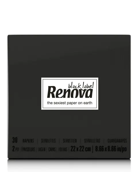 Czarne serwetki koktajlowe Renova 22x22cm 30 szt