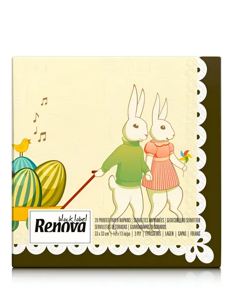 Serwetki Papierowe Ozdobne Renova Bunny & Eggs 33x33 cm 3-warstwy 20 sztuk