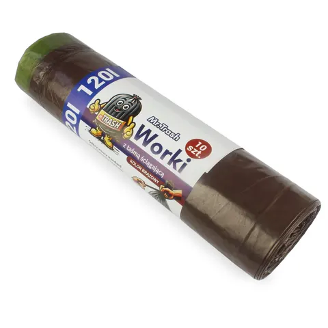 Grube Mocne Worki Na Śmieci 120L Brązowe 35μm 0.4kg 70x100cm 10szt