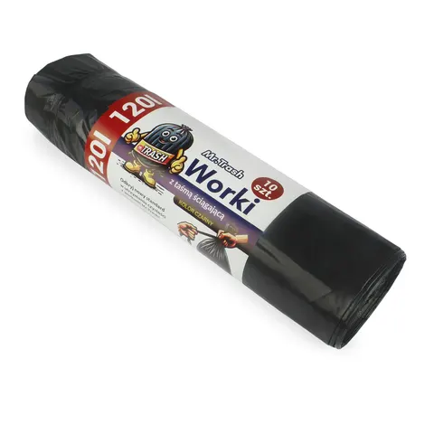 Grube Mocne Worki Na Śmieci 120L Czarne 35μm 0.4kg 70x100cm 10szt