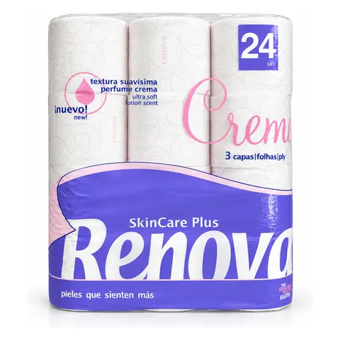 Papier Toaletowy Renova Skin Care Plus Crema 3-Warstwowy 200 Listków 24 Rolki