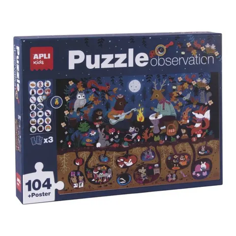Puzzle dla Dzieci Obserwacyjne Las 104 el. 5+ / Apli Kids