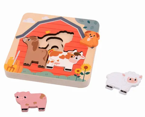 Puzzle Drewniane Warstwowe Farma / Joueco