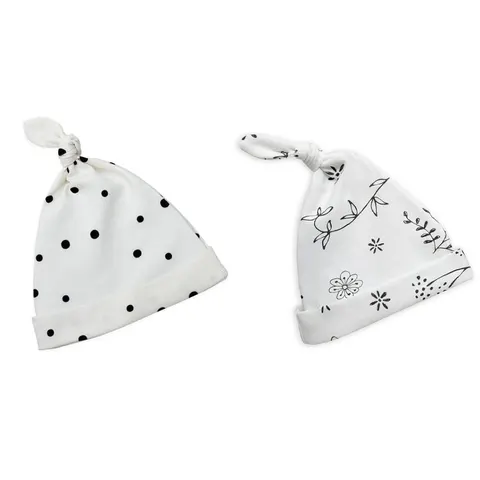 Czapeczka dla Niemowlaka Krasnal 2-pak Czarne Kropki/Bloom / Sleepee