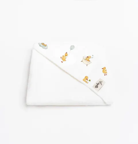 Bambusowy ręcznik niemowlęcy LUCKY DUCKY, 85x85 cm - Layette