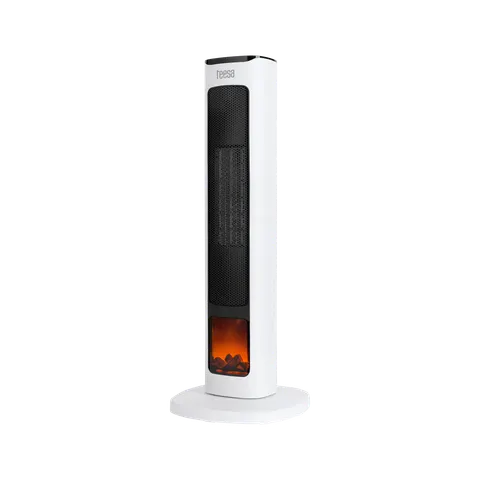 Termowentylator kolumnowy PTC z imitacją kominka Teesa